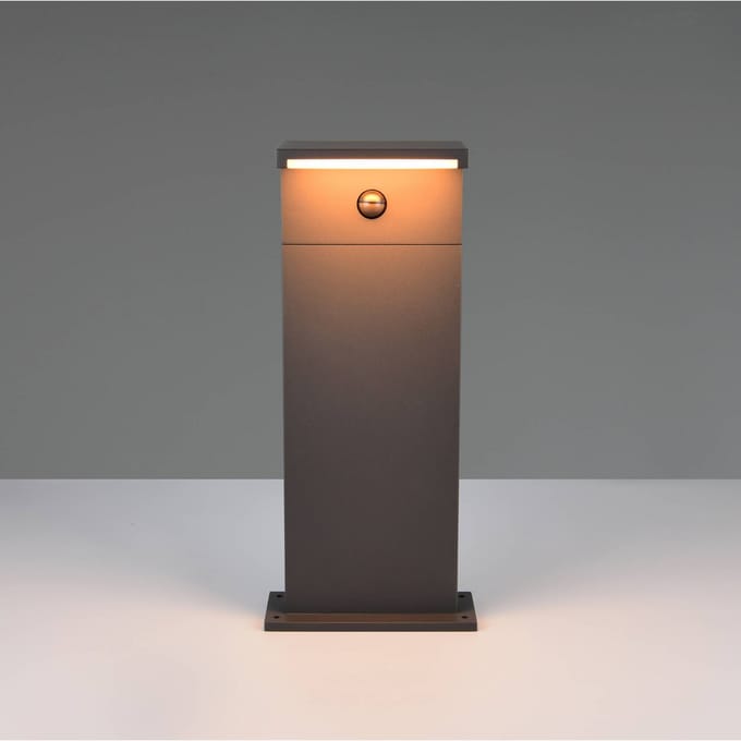 Trio Lighting LED sokkellamp Ravi, antraciet, hoogte 50 cm, sensor, IP54