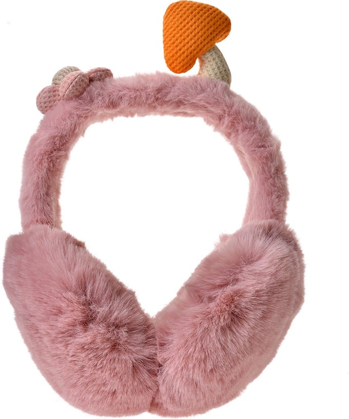 Clayre & Eef Oorwarmers Meisjes Roze Pluche Paddenstoelen
