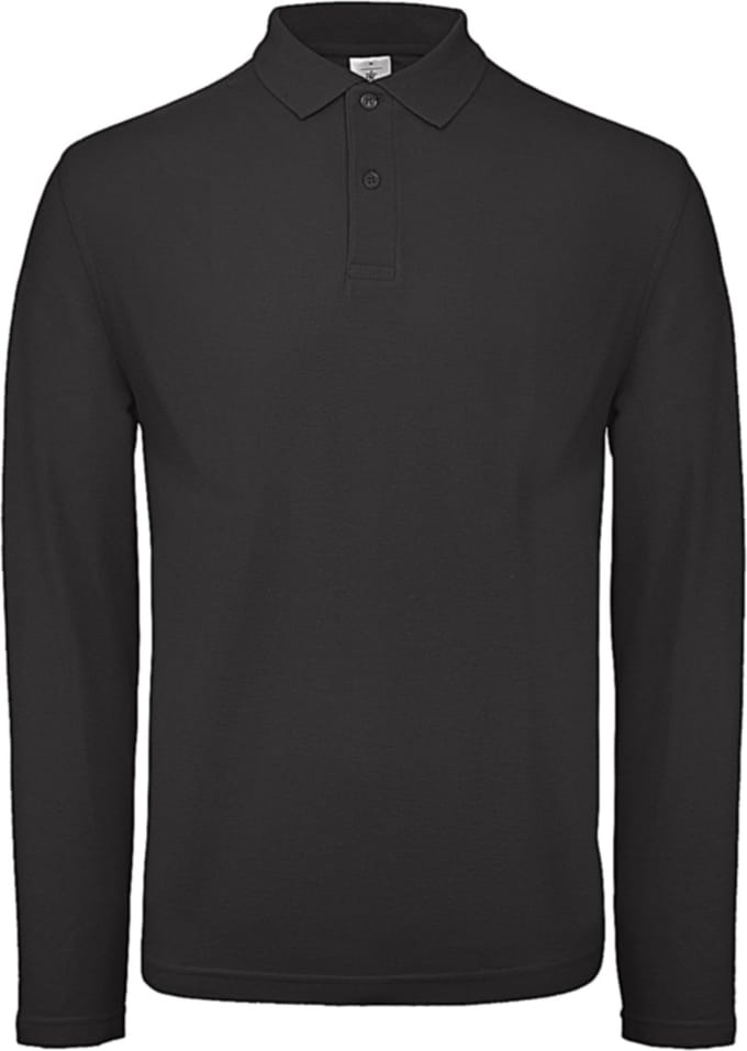 Men's Long Sleeve Polo ID.001 Zwart merk B&C maat S