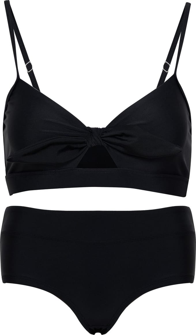 Bikini hipster broekje en top met strik - Zwart 140-146