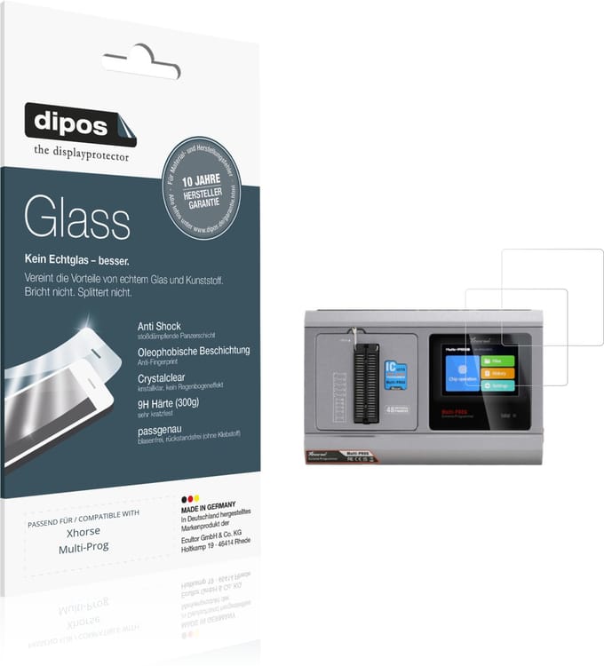 dipos – 2x Pantserfolie geschikt voor Xhorse Multi-Prog | 9H Screenprotector