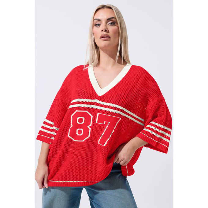 Limited Collection Rode '87' Gehaakte Top Size 58-60