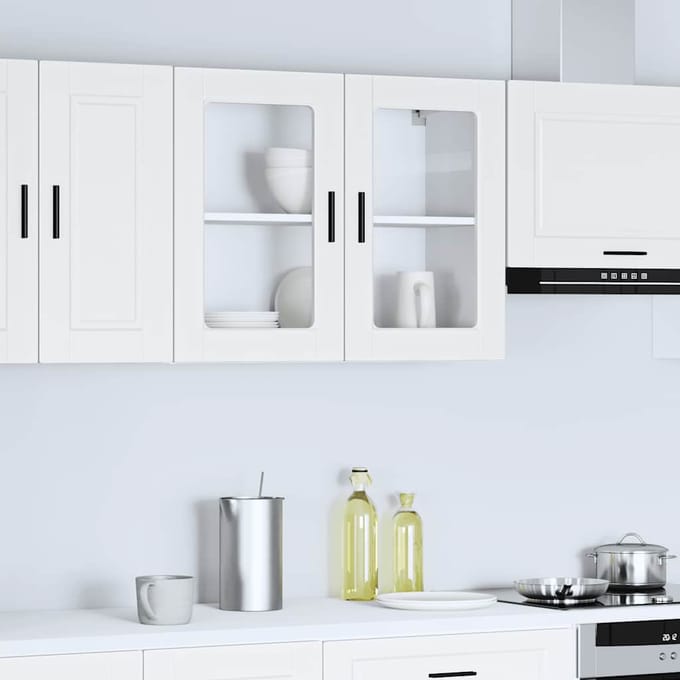 vidaXL - Keukenbovenkast - met - glazen - deur - Porto - wit