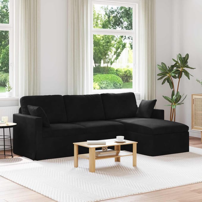 vidaXL - Bank - Zwart - 228 - x - 134 - x - 80 - cm - Fluweel