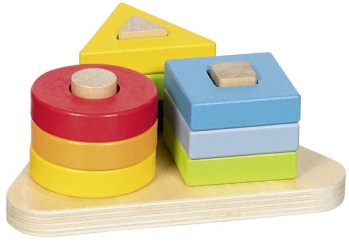 GOKI Sorteerspel - Kleuren En Vormen Driehoek - 13,8X12,3X5,4Cm - 9 Delen - 2 Jaar