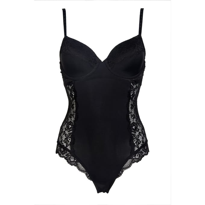 After Eden  - Maat 75D - Recycle Dames Kanten Bodystocking - Zwart