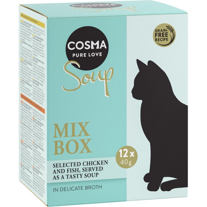 12x40g Soup Mix (4 soorten) Cosma Kattenvoer