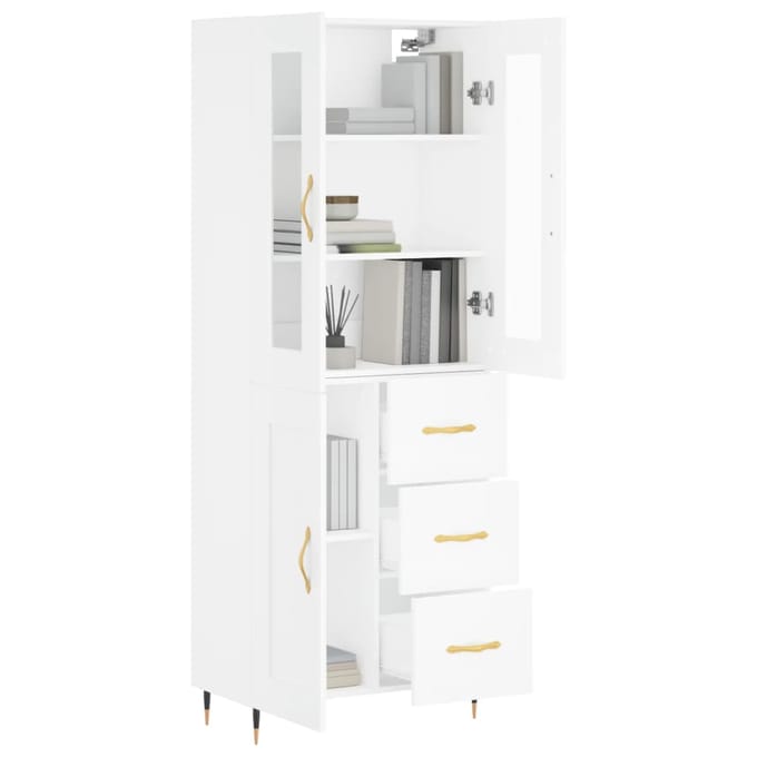 vidaXL - Hoge - kast - 69,5x34x180 - cm - bewerkt - hout - wit