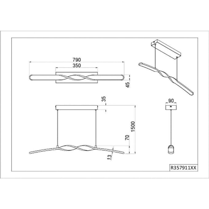 Reality Leuchten LED hanglamp Ginko, zand, metaal, lengte 79 cm