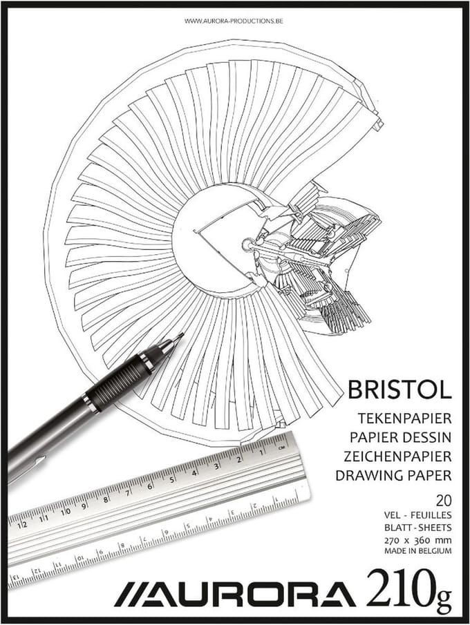 Aurora Tekenblok - Bristol - Glad Tekenpapier - 297 mm x 420 mm - A3 - 210g - 20 Vel