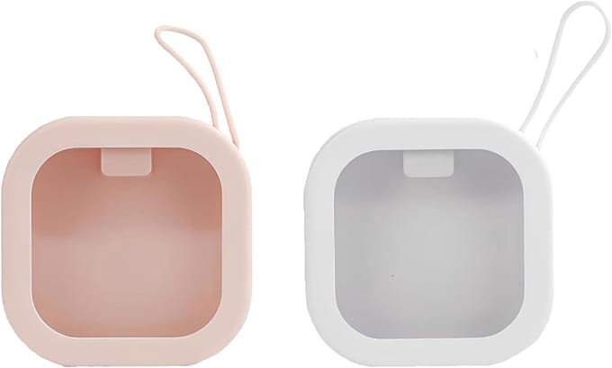 Set van 2 vierkante mini opbergdozen van plastic met deksels voor haaraccessoires, sieraden en floss