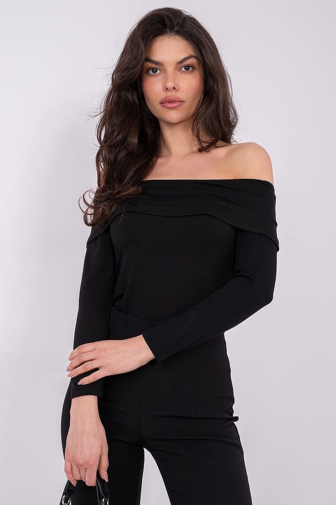 Velour Off Shoulder Top - Schwarz / Einheitsgröße