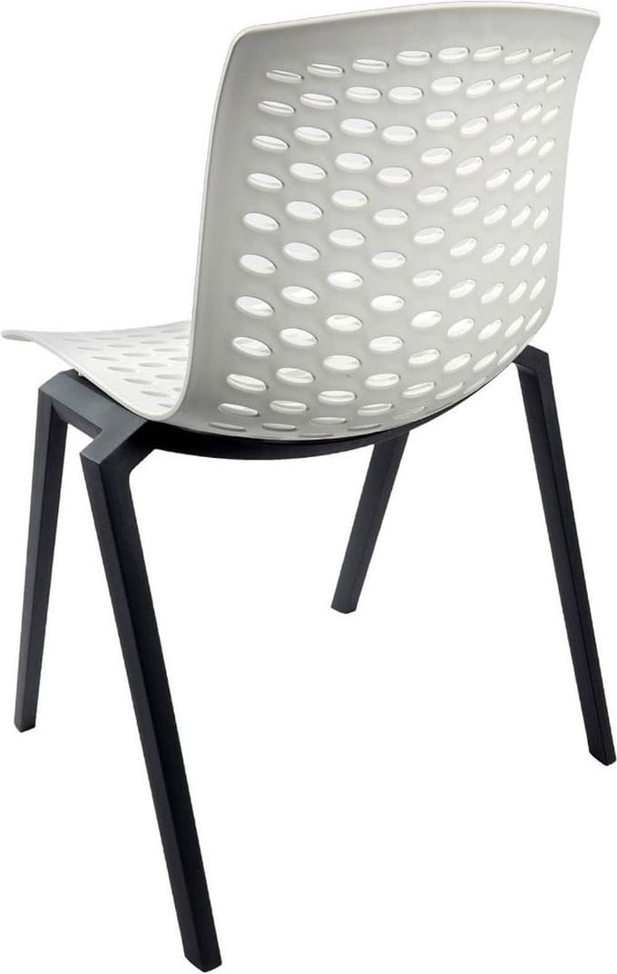 Kantinestoel Flex Frame Grijs Zitting Rood