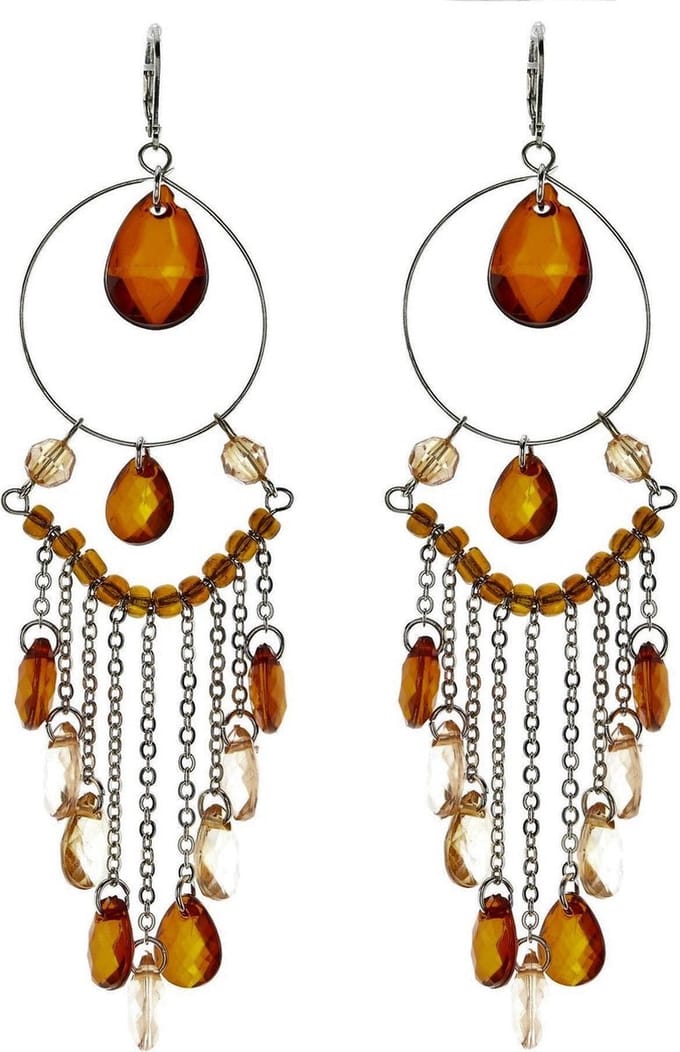Behave - Statement oorbellen bruin kralen - Boho chic festival stijl
