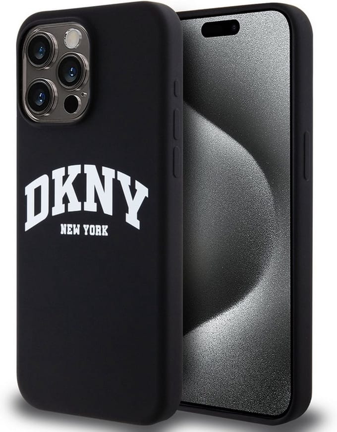 DKNY Silicone Arch Logo Back Case (MagSafe Compatible) - Geschikt voor Apple iPhone 15 Pro Max (6.7") - Zwart