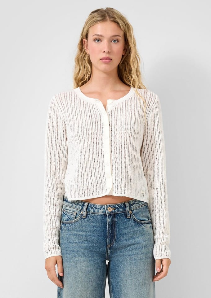 Delicate Openwork Cardigan Dames QS