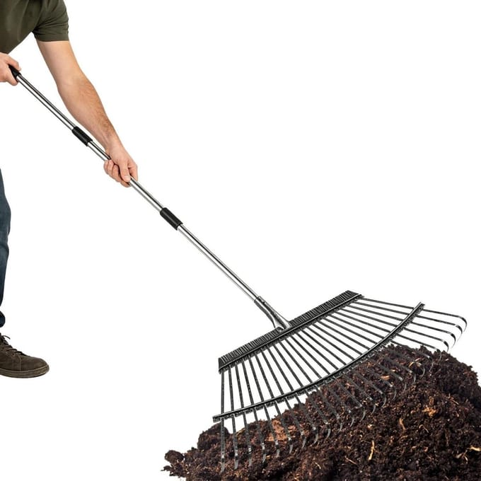 Tuin Hark - Bladhark Tuingereedschap - Gazon Onderhoud - Afneembare Kop - 158 cm Lengte - Metaal