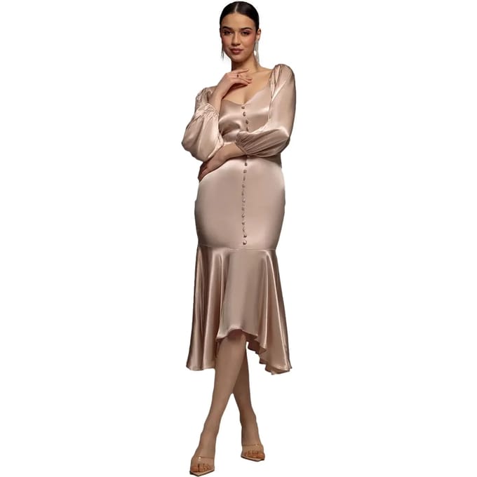 Asymmetrische satijnen jurk dames Goddiva Viscose