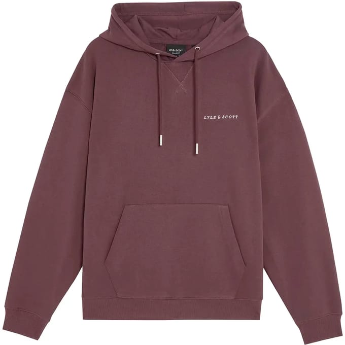 Lyle & Scott Script Brushback Pullover Hoodie Dusky Maroon Taglia: S | Felpe con cappuccio Outlet | Uomo | Marrone