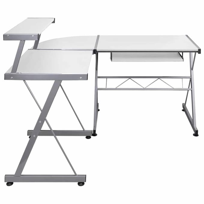 vidaXL - Hoekbureau - 132x112x99 - cm - bewerkt - hout - wit