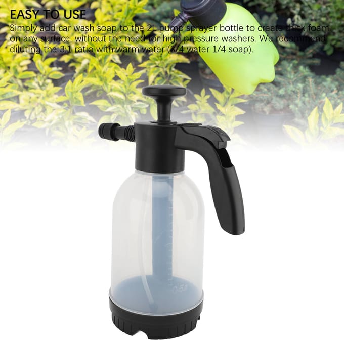Schuimspuit 2L Instelbare Druk Schuimende Pompspuit Handpomp Drukspray voor Autowassen black