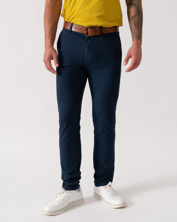 Slim Fit Chino's in Donkerblauw