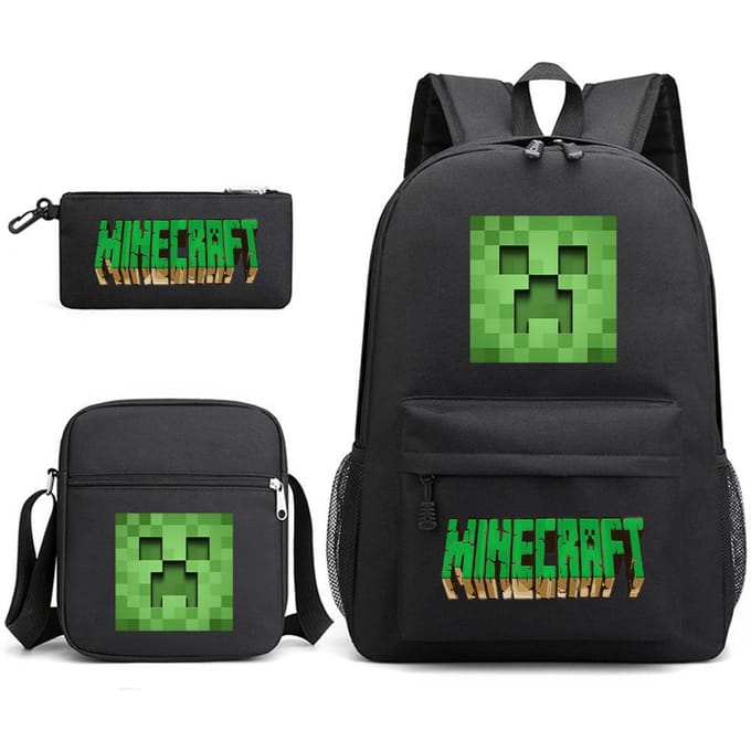 Minecraft Schooltas Game Merchandise Student Grote Capaciteit Print Drie Delige Schooltas Mannen En Vrouwen Three-piece set