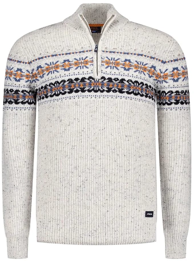NZA - Ecru katoenen half zip trui