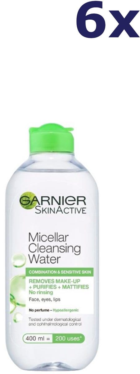6x Garnier Micellar Water 400ml reinigingswater Combination & Sensitive Skin