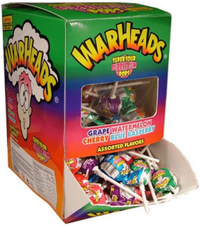 Warheads - Super Sour Bubblegum Pops - 100 stuks