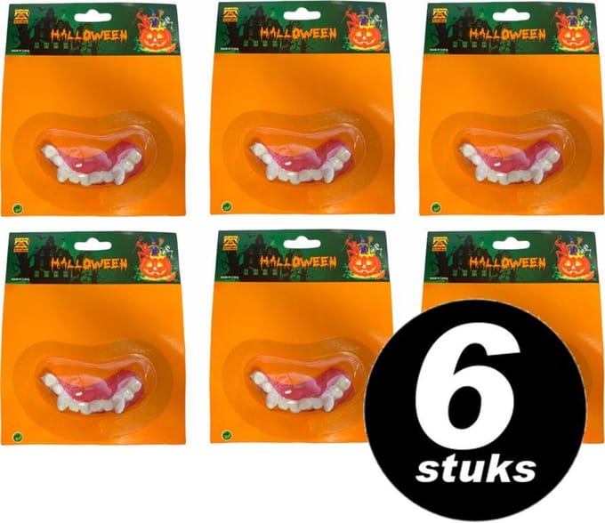 Halloween Vampier / Dracula gebit / tanden – VOORDEELSET 6 stuks