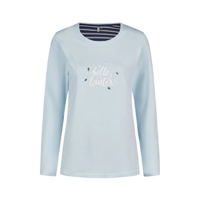 By Louise Dames Pyjama Set Lang Katoen Lichtblauw - Maat XL
