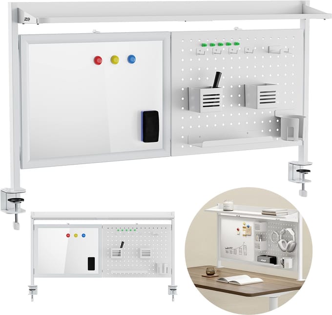 Ergo Office bureauverdeler/organizer - bureauplank - max. belasting 10 kg, wit bord, breedte 1116 mm, wit, ER-301 W