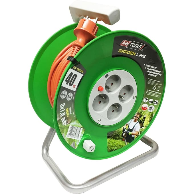 Awtools Garden Line - Binnendeelbare Kabelhaspel - 25m - 10A - IP44