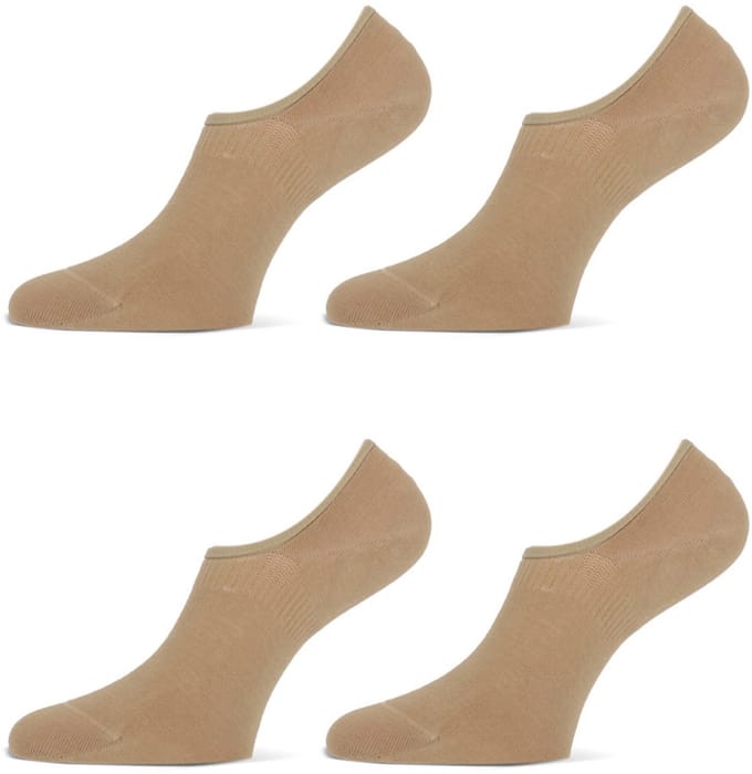 MarcMarcs - Invisible Sneakersokken - Bio Katoen + Antislip - 4-Pack - Maat 39/42 - Beige