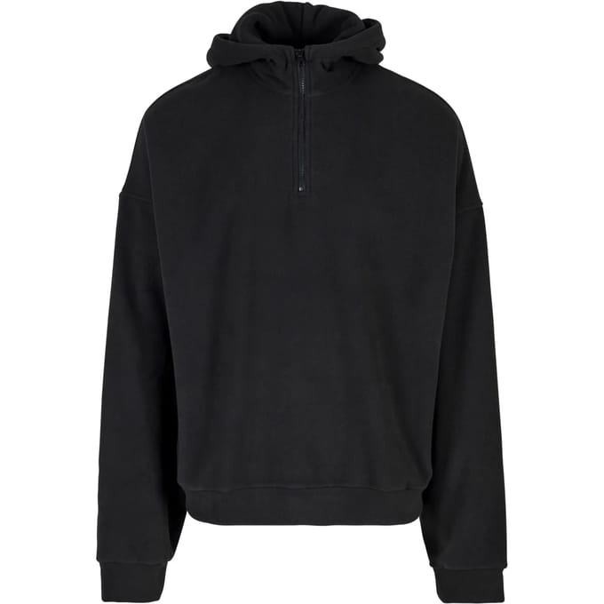 Urban Classics - Oversized Polar Fleece Half Zip Hoodie/trui - M - Zwart