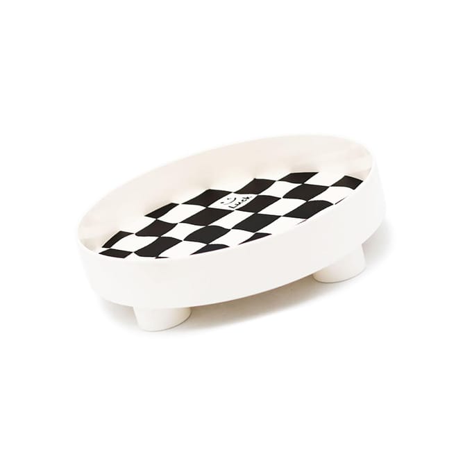 Ronde Opbergorganizer Schaal Schakbord Design Bord Container Schaal voor Fruit Parfum Sieraden Wit, Klein black