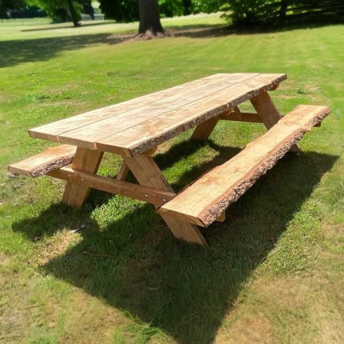 Rockwood® Picknicktafel Douglas Boomstamrand 5cm dik 2.40m