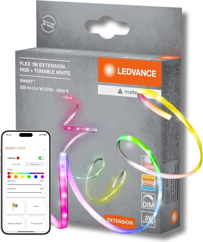 Uitbreidbare Slimme LED Strip RGBTW Kleurrijk en Wit Dimbaar 1 Meter