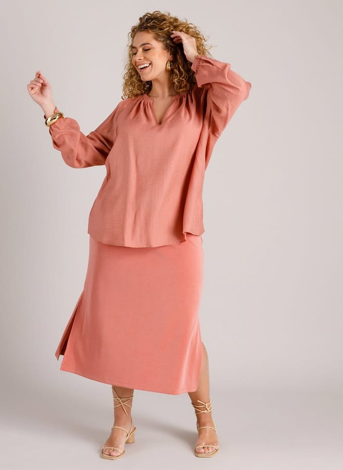 YEST CURVE Wendelyn Essential Tops - Dark Terra - maat X-0(44)