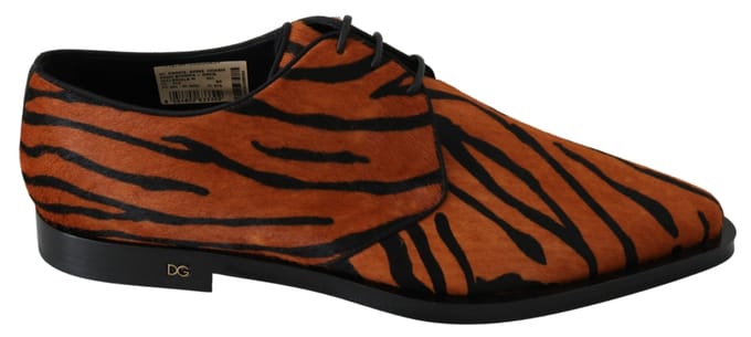 Dolce & Gabbana Oranje Ponyhaar Formele Dress Broque Schoenen
