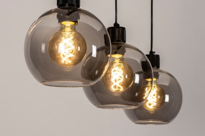 Lumidora Hanglamp 74037 - MARIEKE - 3 Lichts - E27 - Zwart - Grijs - Metaal
