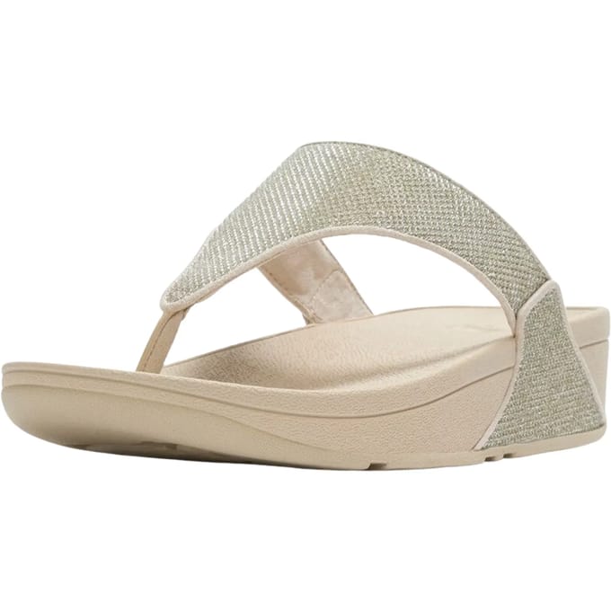 FitFlop Lulu Shimmerglitz Toe-Post Sandals Dames Sandalen - Metallic Beige