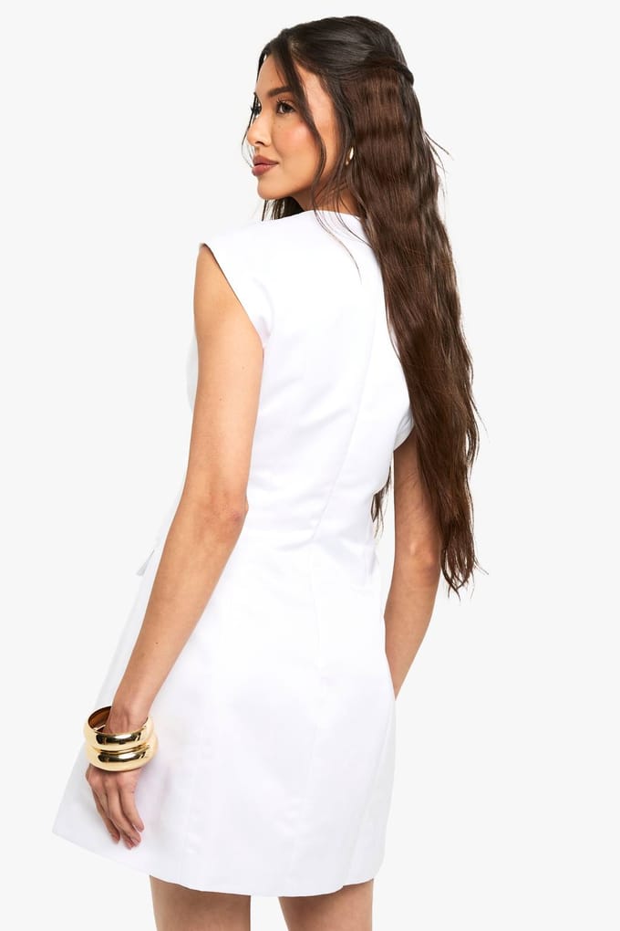 boohoo Dames Satijnen mini-jurk met zak aan de voorkant | White | Maat: 14