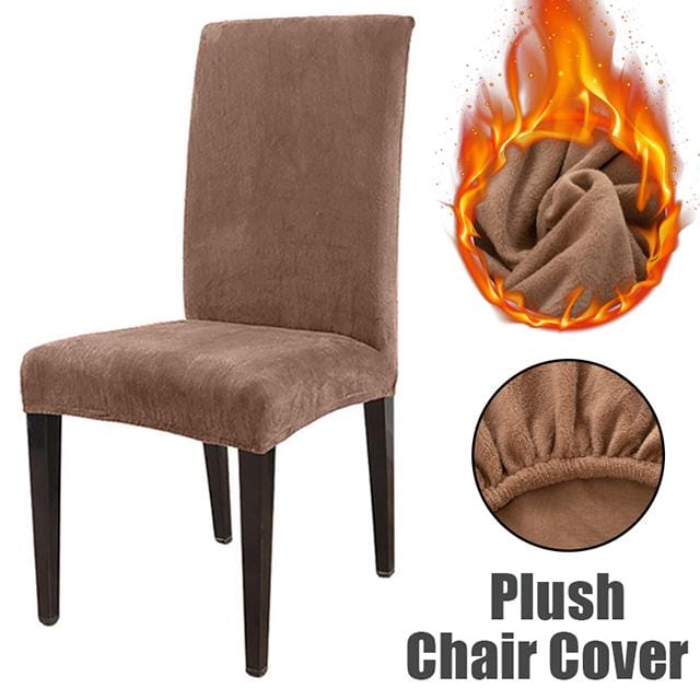 Housse de chaise épaisse en peluche, élastique, couleur unie, extensible, pour hôtel 1-Pcs chameau