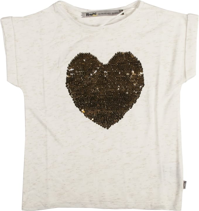 Rumbl Royal - T-shirt - Offwhite - Pailletten hart - Maat 164/170