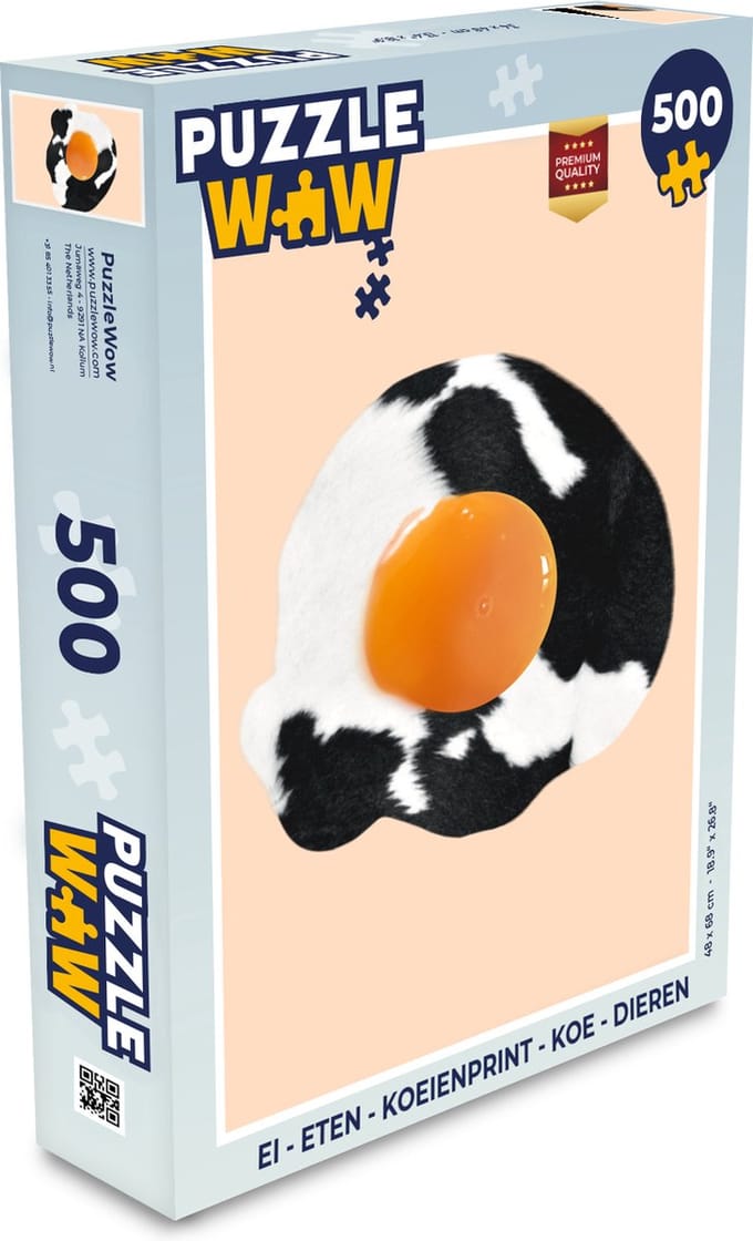 Puzzel Ei - Eten - Koeienprint - Koe - Dieren - Legpuzzel - Puzzel 500 stukjes