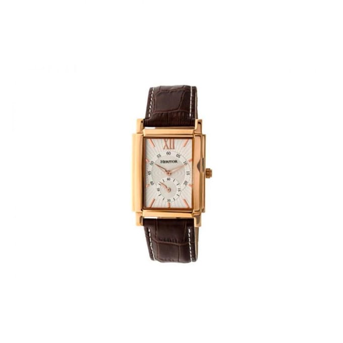 Heritor Automatic Frederick horloge met leren band - roségoud/zilver