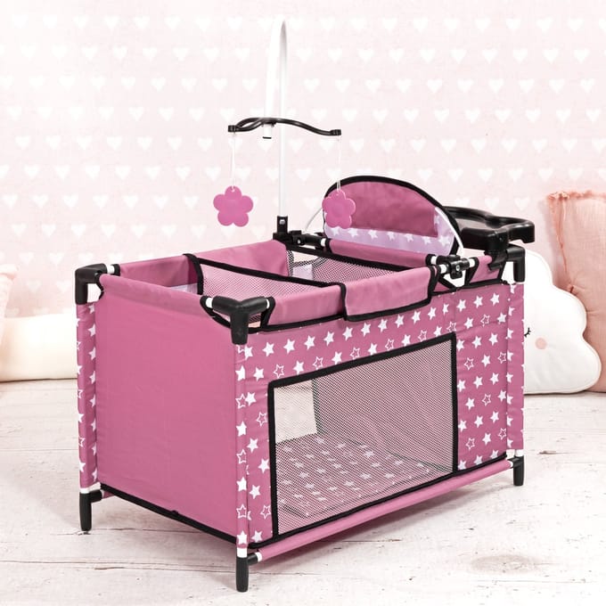 Bayer Design Multibed voor poppen tot 46cm donkerroze