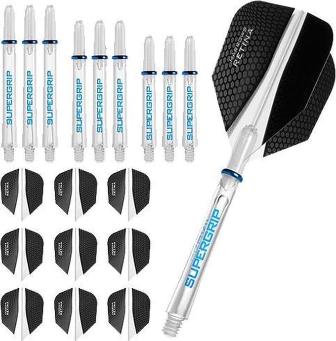 Dart Set - Combi kit – Retina – 3 sets darts shafts – 3 sets darts flights - clear